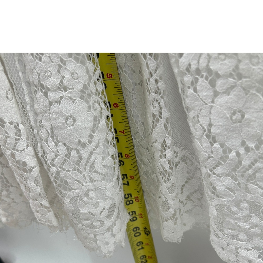 White Lace Boho Maxi Dress Cottagecore Romantic Bridal Style Long Dress Medium - Picture 9 of 9